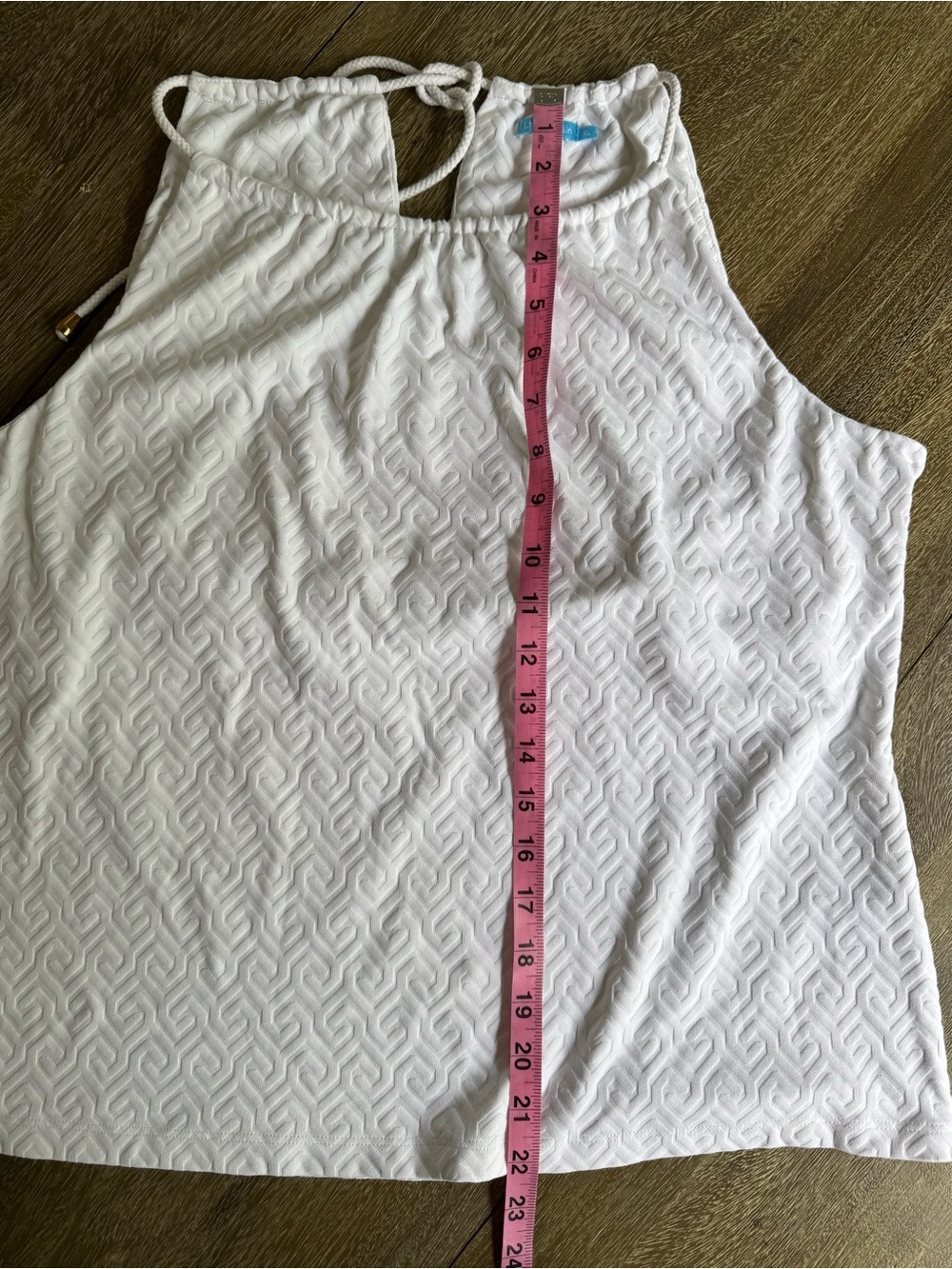 J. McLaughlin Maria Halter Tank White Textured Geometric Print Catalina Cloth XL - Picture 9 of 9